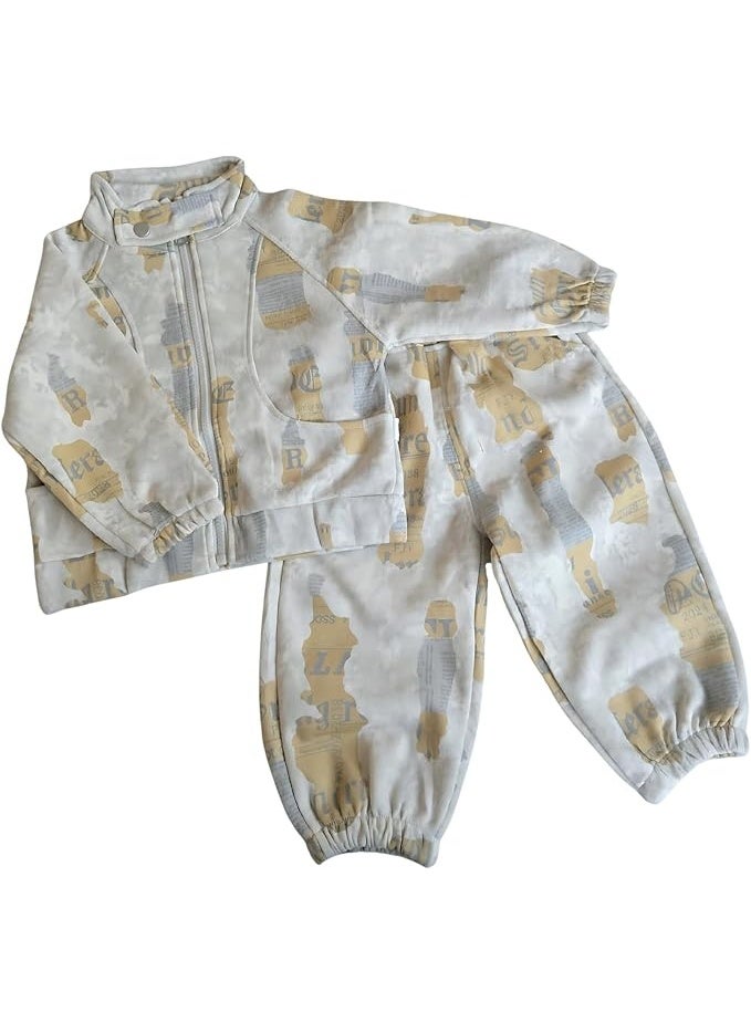 MINIIMODZ Baby Boys 2 Pcs Pants Set Cute Paper Print Casual Long Sleeve Sweatshirt with Co ord Pant, Best for Gifting - Image 1